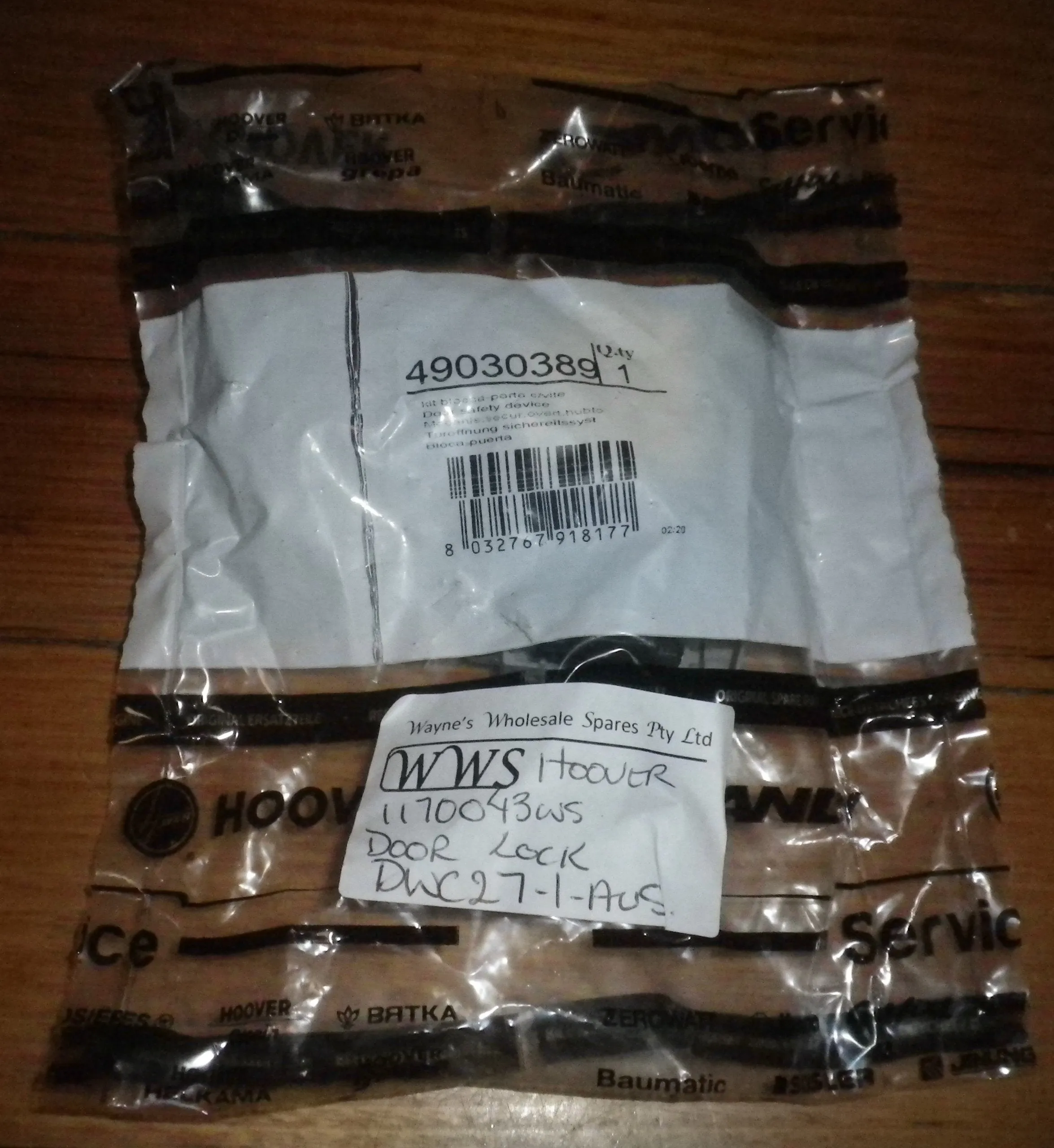 Hoover, Candy Imported Front Loader Door Interlock Switch - Part # 49030389