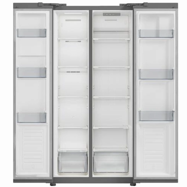 Hyundai 505L American Style Fridge Freezer | No Frost, Energy Efficiency Class E, Silver & Black Glass, 2 Years Warranty