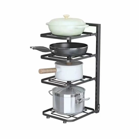 Kitchen Pot Rack | 4-Layer | Under Sink | 23 x 27 x 52 cm | Metal & Plastic Material