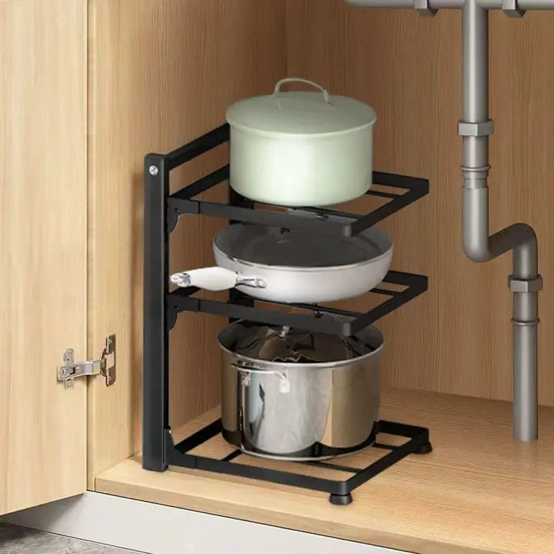 Kitchen Pot Rack | under sink | 3 layers | 23 x 27 x 43 cm | Metal &amp; Plastic Material