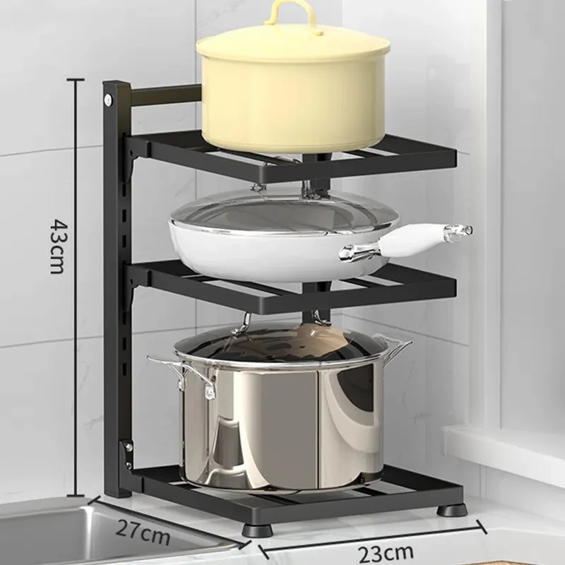 Kitchen Pot Rack | under sink | 3 layers | 23 x 27 x 43 cm | Metal &amp; Plastic Material