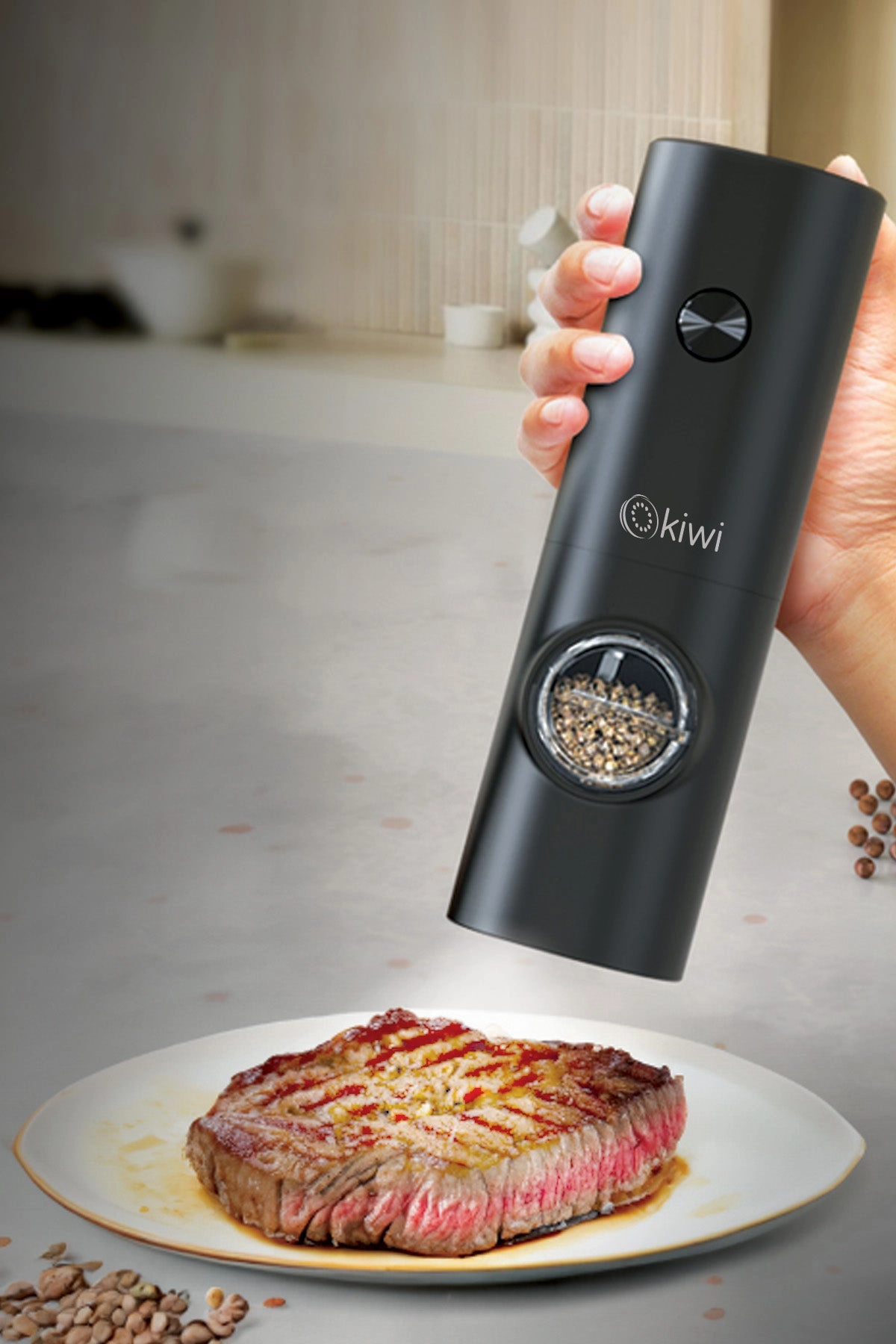 Kiwi Electric Spice Mill with Adjustable Ceramic Grinder