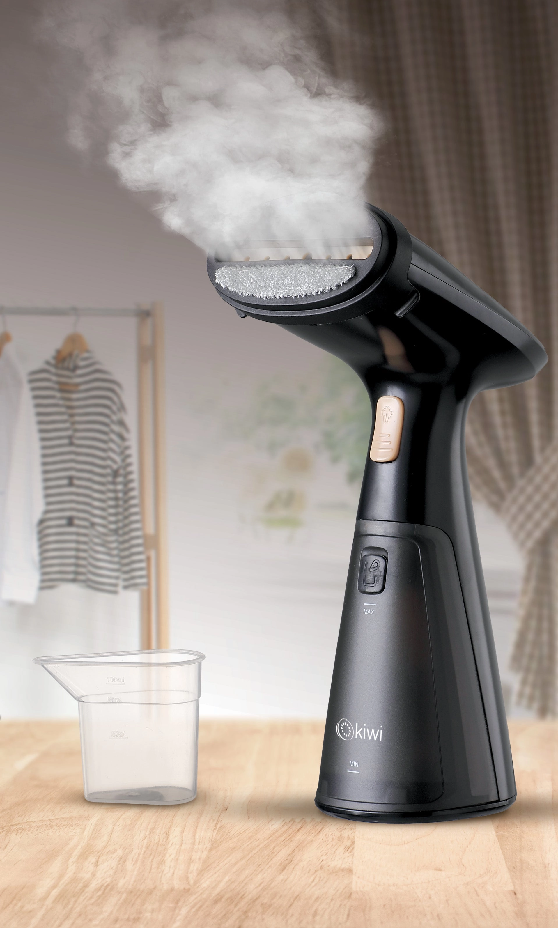 Kiwi Portable Garment Steamer | Automatic and continuous powerful steam | 120ml Capacity | Steam Button Lock