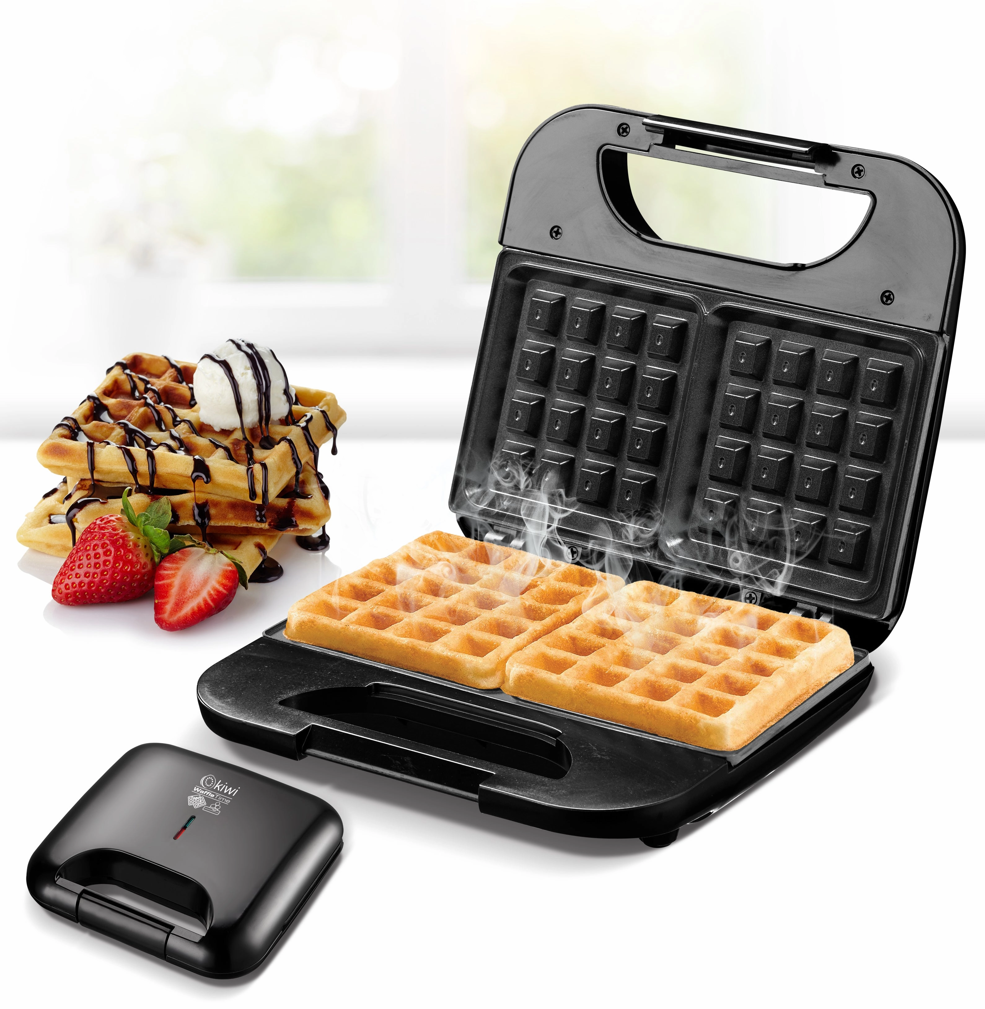 KIWI Waffle Maker & Grill | Non - Stick | Thermo Controlled