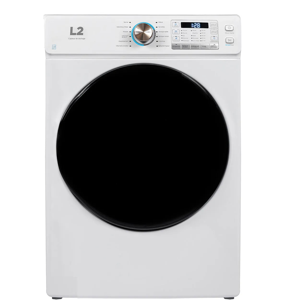 L2 White Electric Dryer with French Display (8.0Cu.Ft) - LE52N3AWWFR