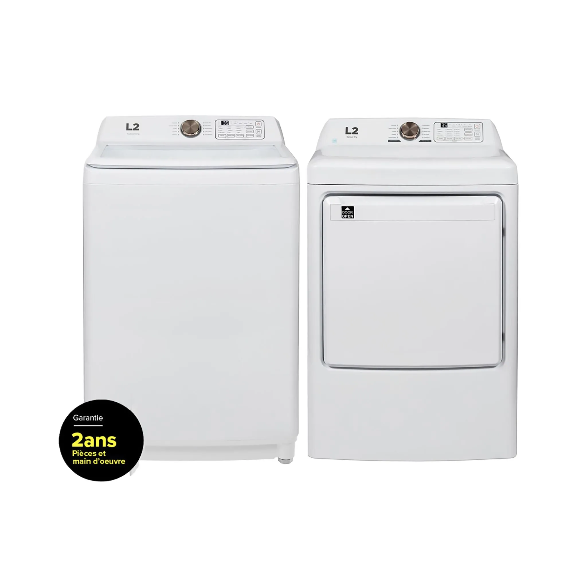 L2 White Top-Load Washer (5.1 Cu.Ft.) and Electric Dryer (7 Cu.Ft.) - LT51N1BWWC/LE47A3AWW