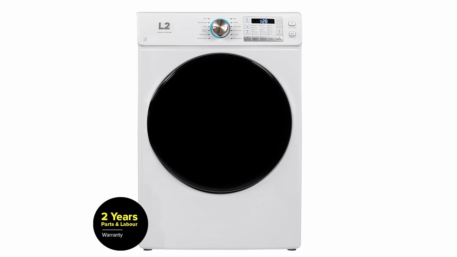 L2 White Electric Dryer with French Display (8.0Cu.Ft) - LE52N3AWWFR