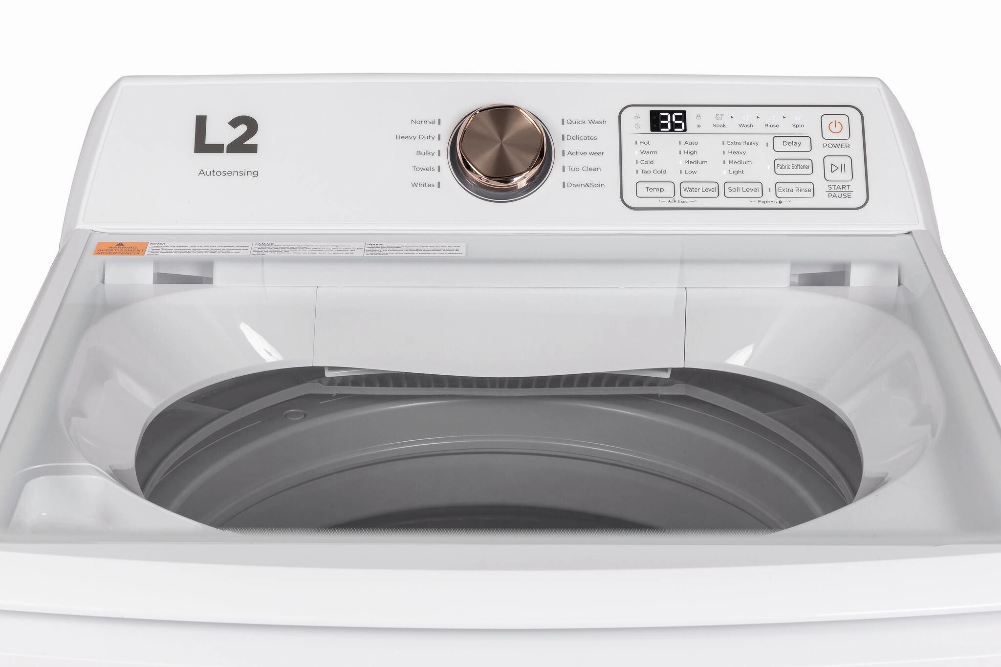 L2 White Top-Load Washer (4.7 Cu.Ft.) and Electric Dryer (7 Cu.Ft.) - LT47A3AWW/LE47A3AWW