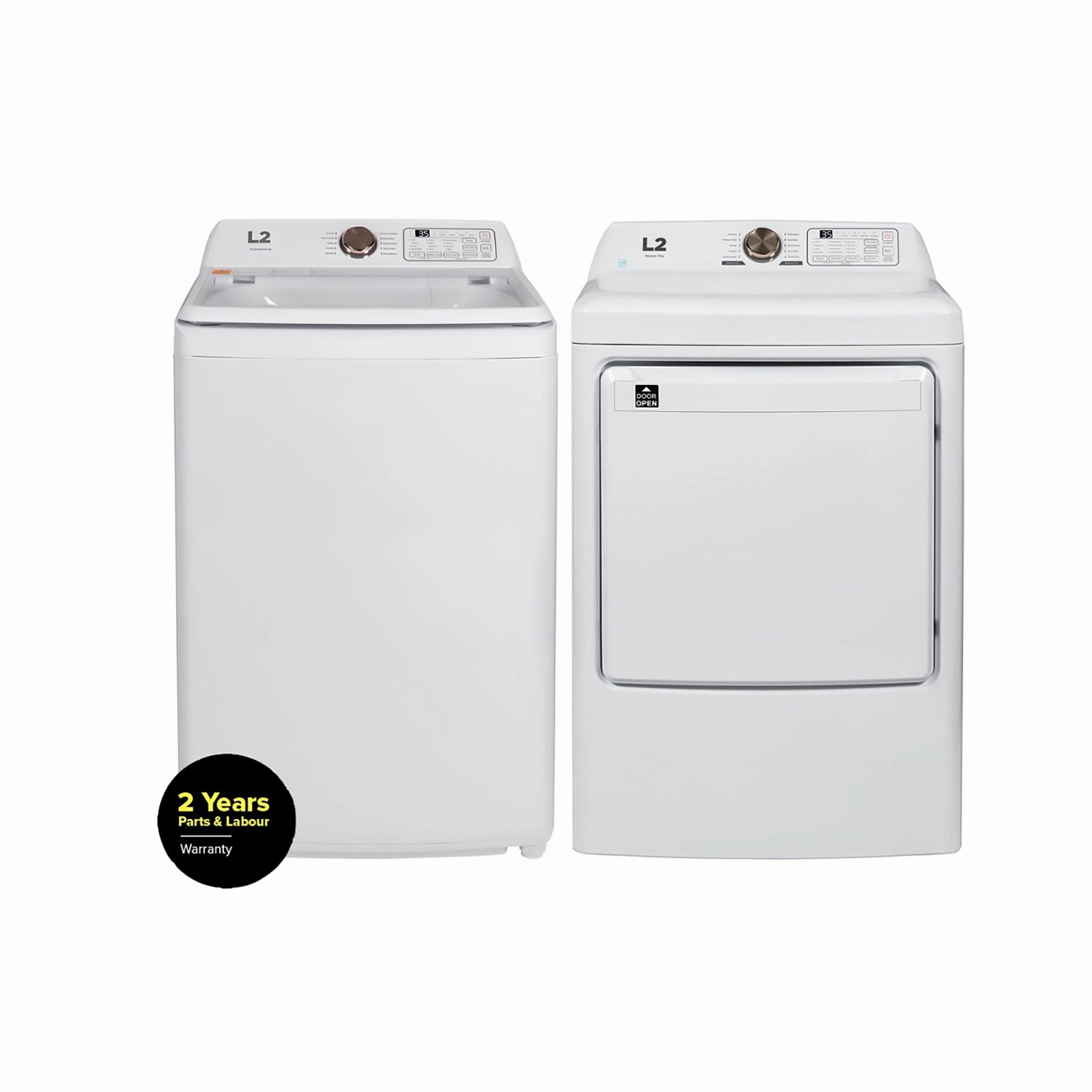 L2 White Top-Load Washer (4.7 Cu.Ft.) and Electric Dryer (7 Cu.Ft.) - LT47A3AWW/LE47A3AWW