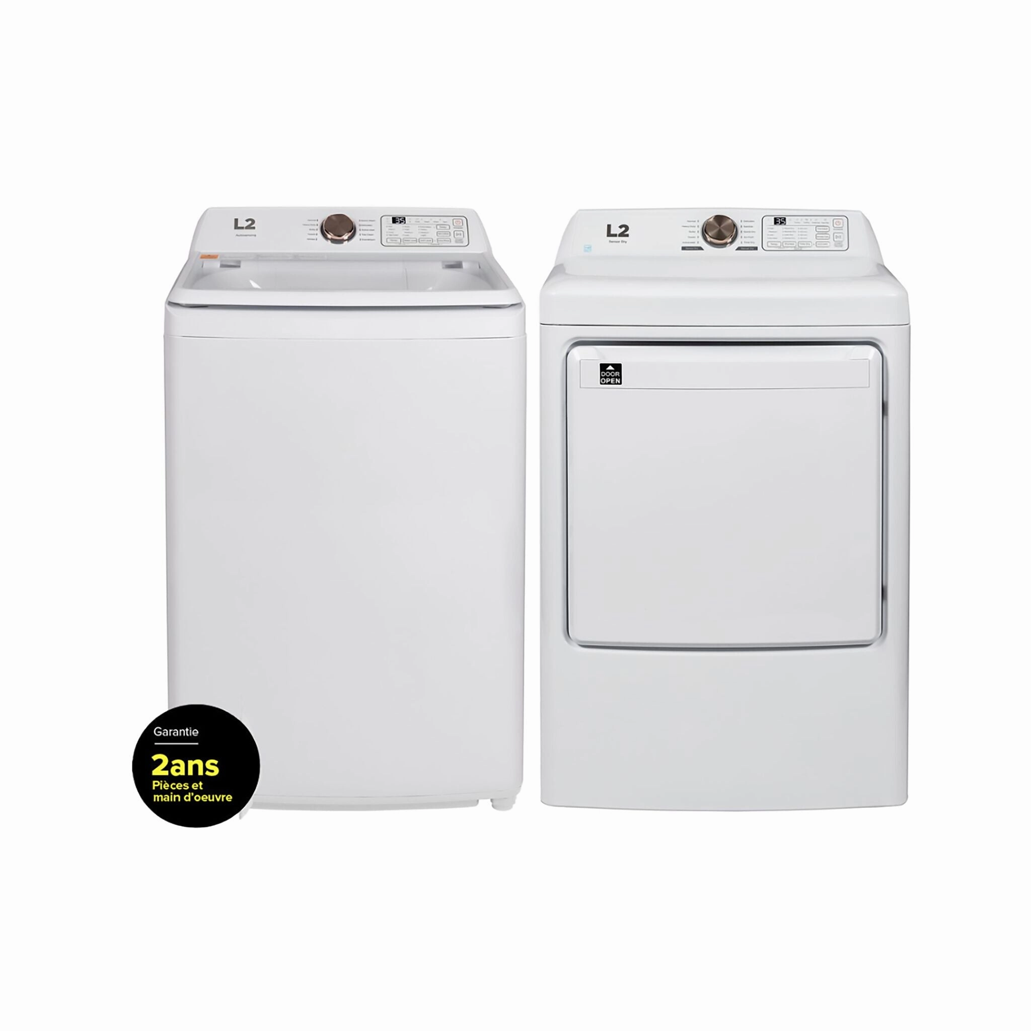 L2 White Top-Load Washer (4.7 Cu.Ft.) and Electric Dryer (7 Cu.Ft.) - LT47A3AWW/LE47A3AWW