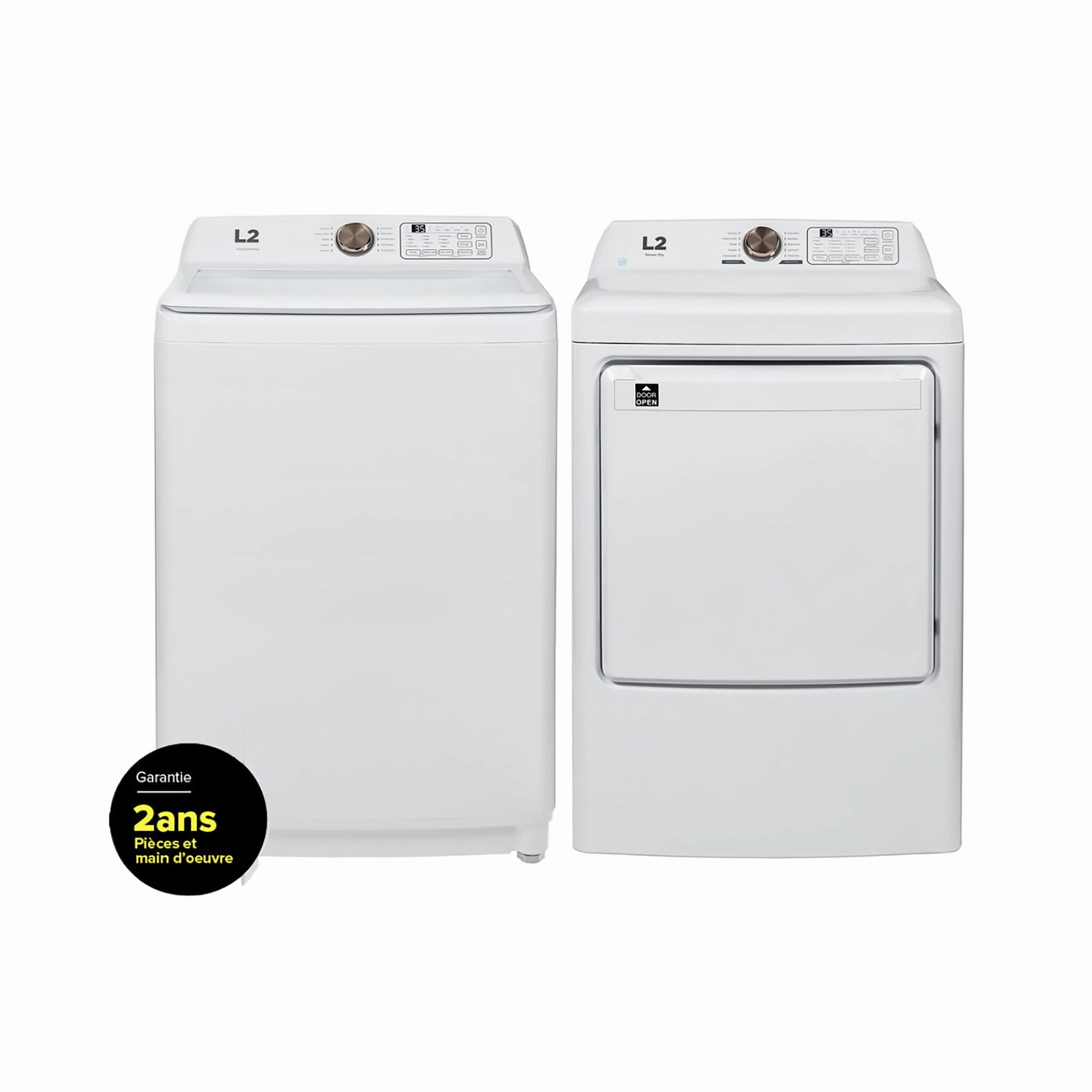 L2 White Top-Load Washer (5.1 Cu.Ft.) and Electric Dryer (7 Cu.Ft.) - LT51N1BWWC/LE47A3AWW