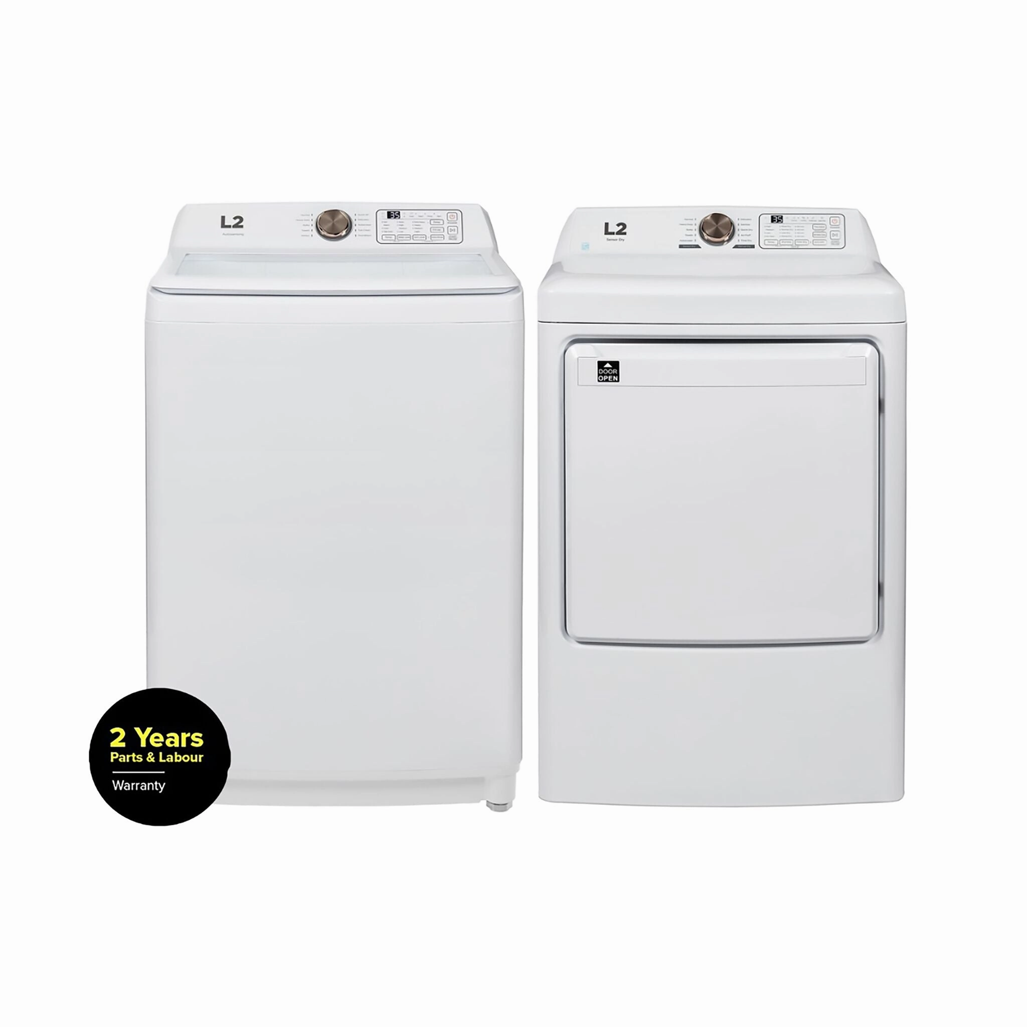 L2 White Top-Load Washer (5.1 Cu.Ft.) and Electric Dryer (7 Cu.Ft.) - LT51N1BWWC/LE47A3AWW