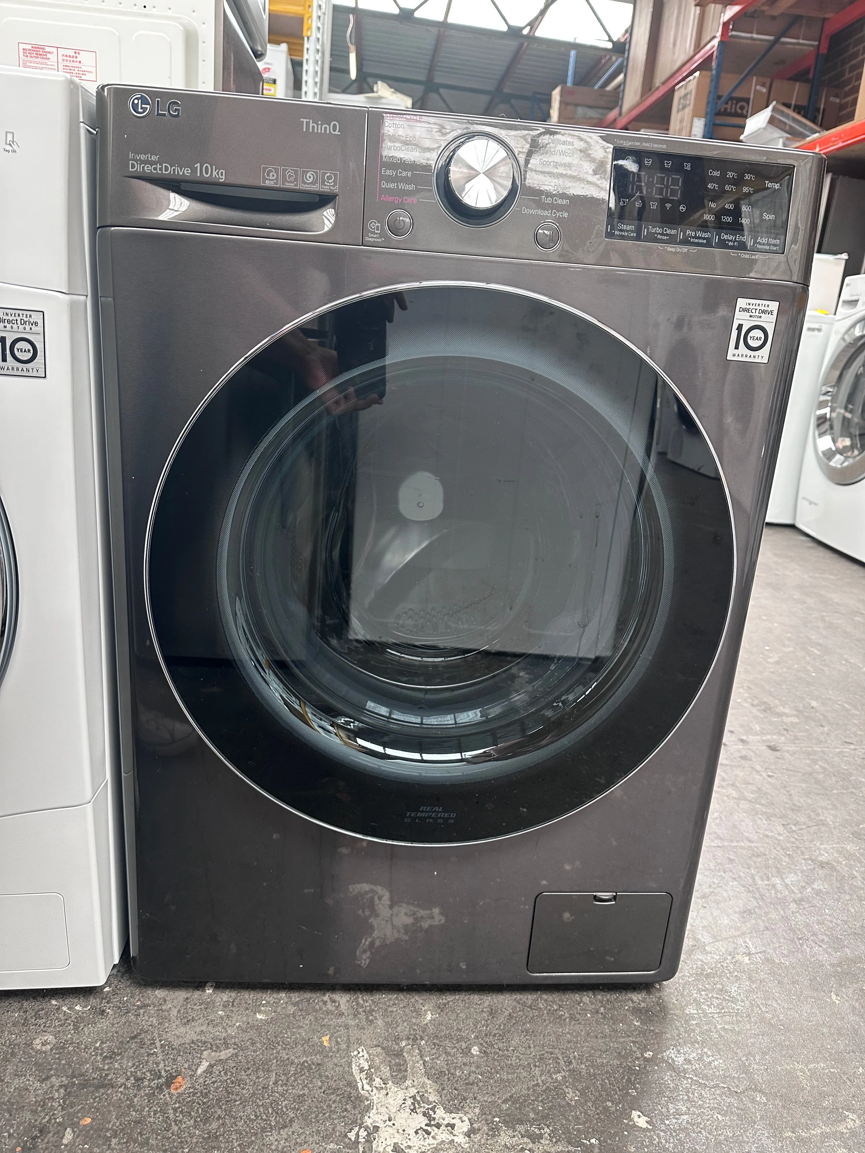 LG 10kg Black Steel Front Loader with Steam [Refurbished]