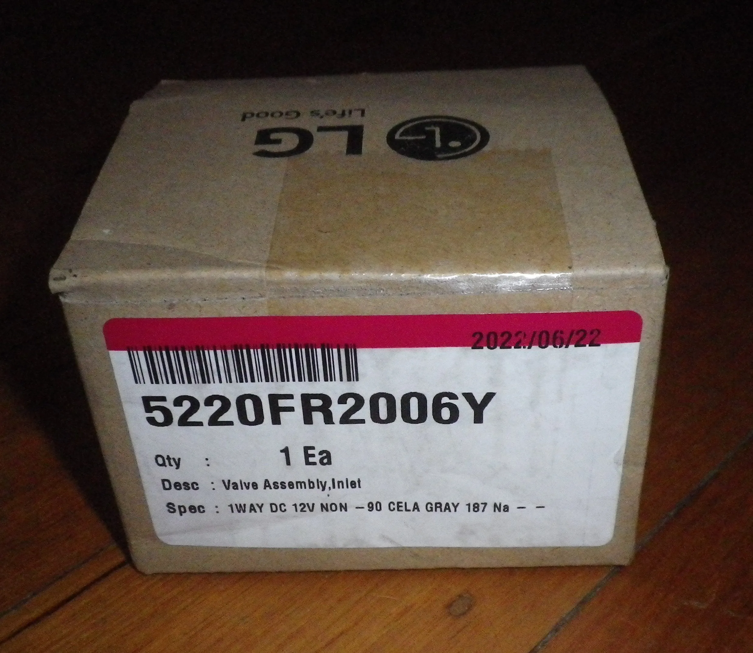 LG 10mm Straight Through Single 12volt Hot Inlet Valve - Part # 5220FR2006Y