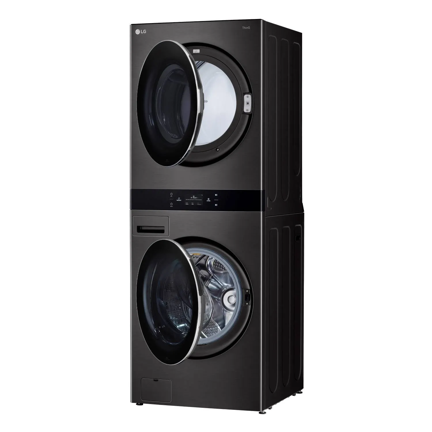 LG Black Single Unit Wash Tower with Center Control Front Load Washer (5.8 cu. ft.) and Dryer (7.4 cu. ft.) - WKEX300HBA