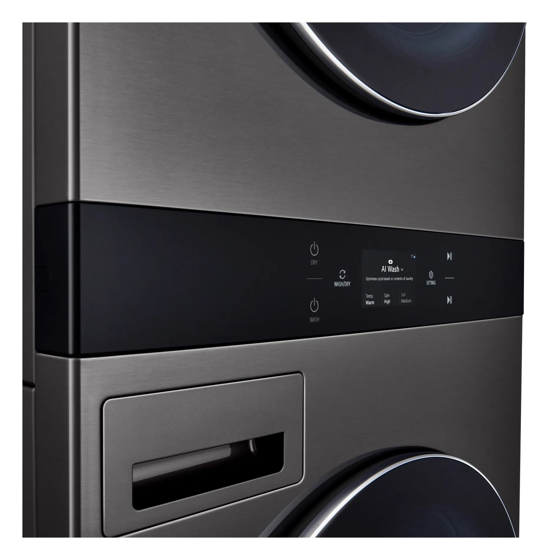 LG Black Single Unit Wash Tower with Center Control Front Load Washer (5.8 cu. ft.) and Dryer (7.4 cu. ft.) - WKEX300HBA