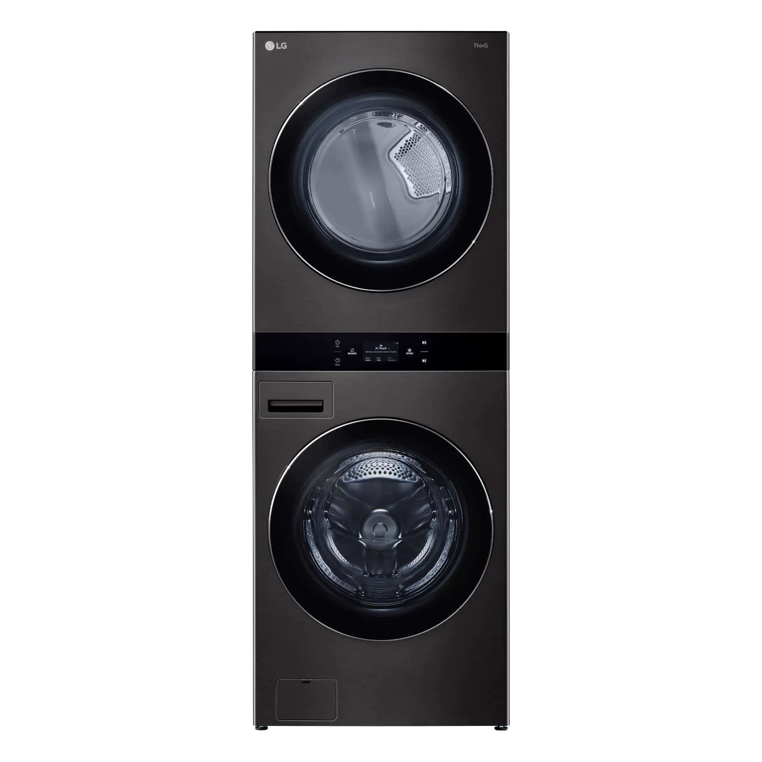 LG Black Single Unit Wash Tower with Center Control Front Load Washer (5.8 cu. ft.) and Dryer (7.4 cu. ft.) - WKEX300HBA