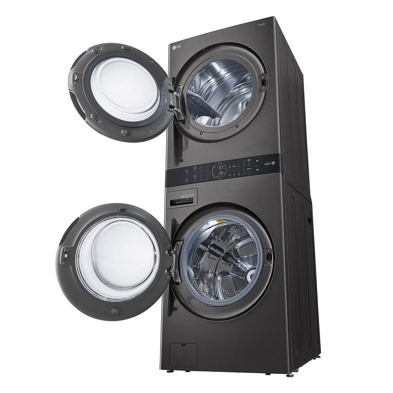 LG Black Stainless Steel Wash Tower 5.2 Cu. Ft. Front Load Washer and 7.4 Cu. Ft. Gas Dryer - WKGX201HBA