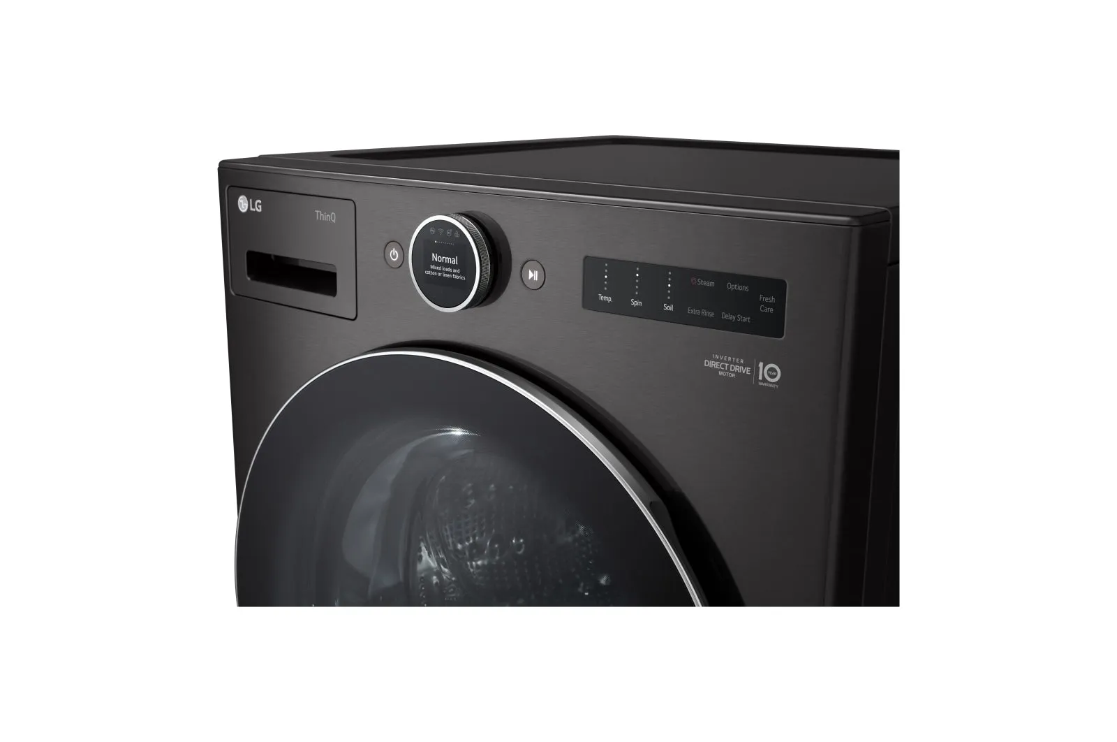LG Black Steel 5.8 cu. ft. Front Load Washer with AI DD 2.0 and LCD Knob - WM6700HBA
