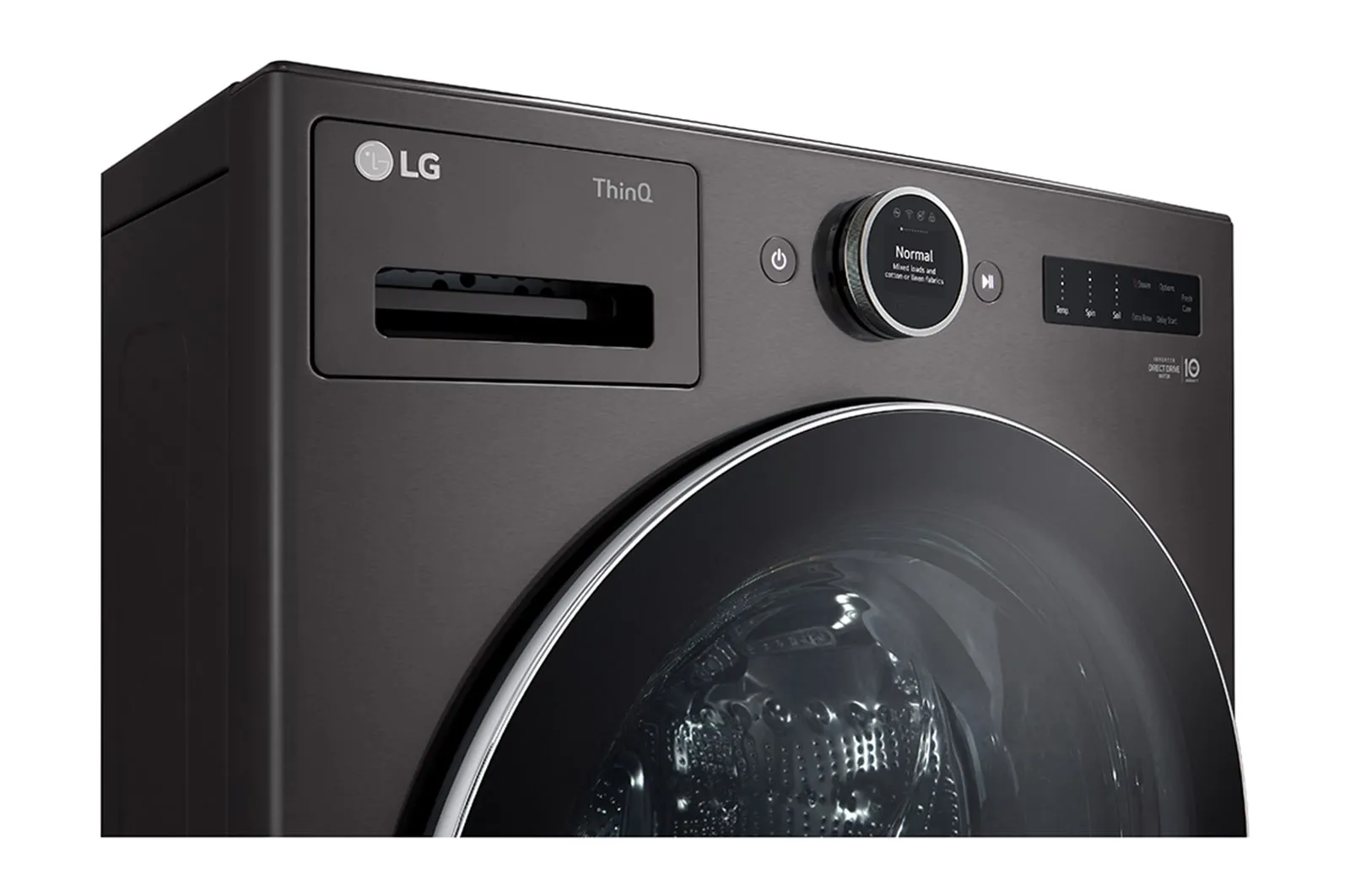 LG Black Steel 5.8 cu. ft. Front Load Washer with AI DD 2.0 and LCD Knob - WM6700HBA