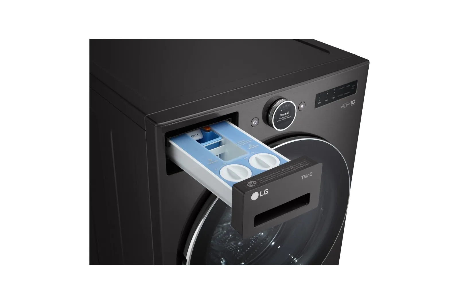 LG Black Steel 5.8 cu. ft. Front Load Washer with AI DD 2.0 and LCD Knob - WM6700HBA