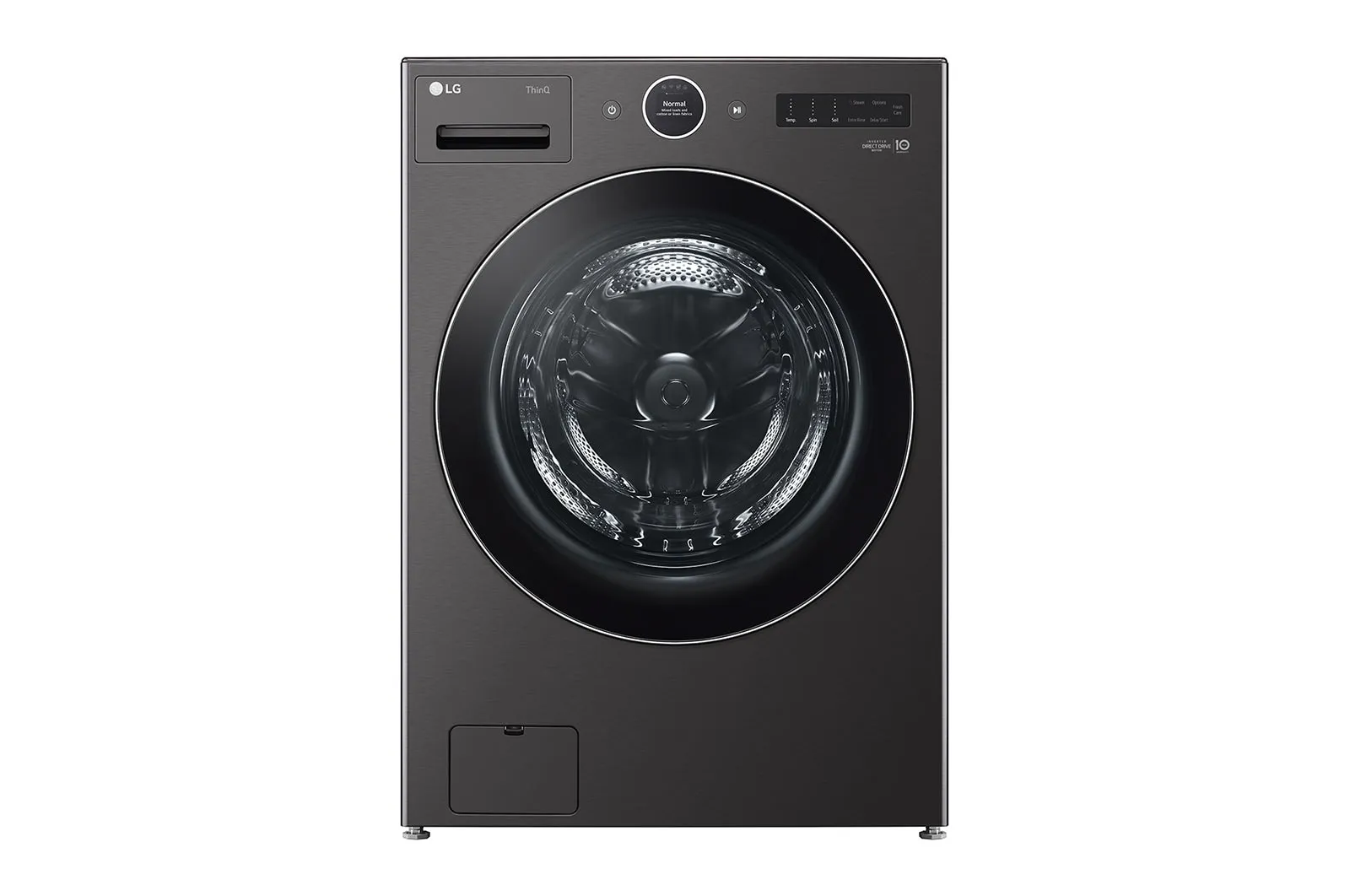 LG Black Steel 5.8 cu. ft. Front Load Washer with AI DD 2.0 and LCD Knob - WM6700HBA