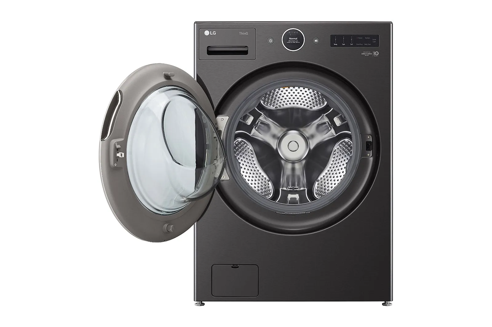 LG Black Steel 5.8 cu. ft. Front Load Washer with AI DD 2.0 and LCD Knob - WM6700HBA