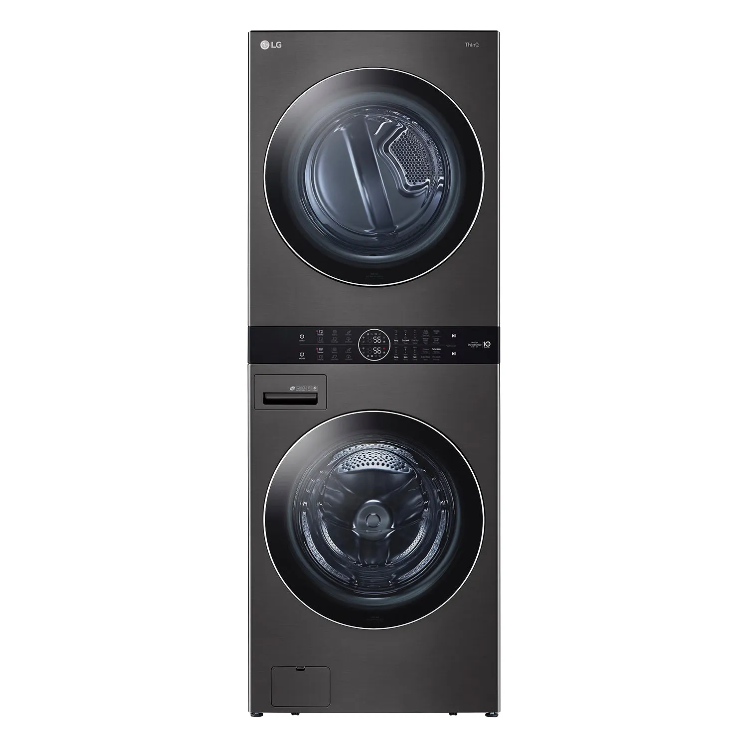 LG Black Steel Front Load LG WashTower with Centre Control 5.2 Cu. Ft. Steam Washer and 7.4 Cu. Ft. Electric Steam Dryer - WKEX200HBA