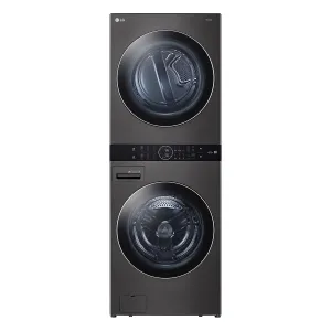 LG Black Steel Front Load LG WashTower with Centre Control 5.2 Cu. Ft. Steam Washer and 7.4 Cu. Ft. Electric Steam Dryer - WKEX200HBA
