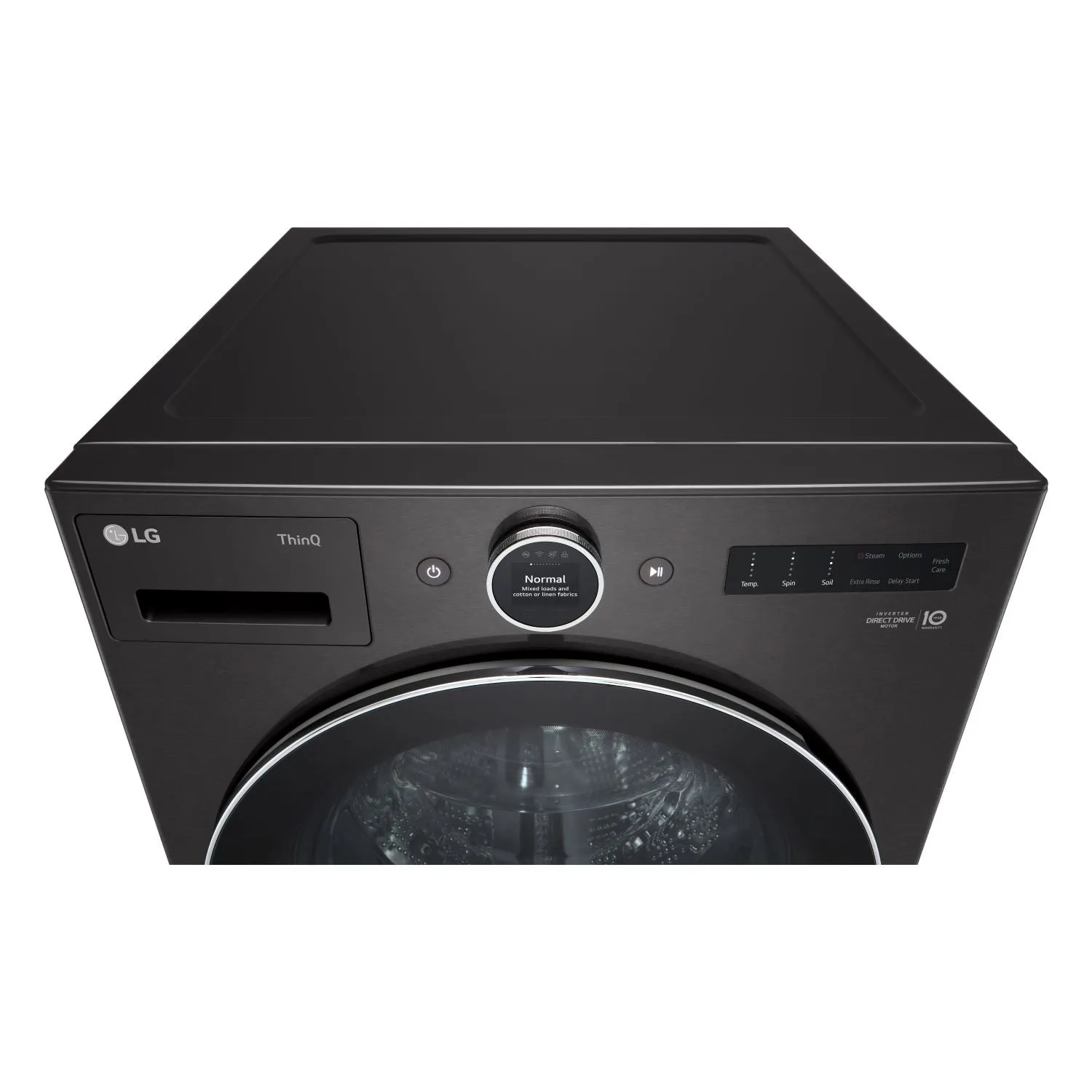 LG Black Steel Front Load Washer with AI DD 2.0 and LCD Knob (5.8 cu. ft) & Ultra Large Capacity Smart Front Load Dryer with Built-In Intelligence & TurboSteam (7.4 cu. ft) - WM6700HBA/DLEX6700B