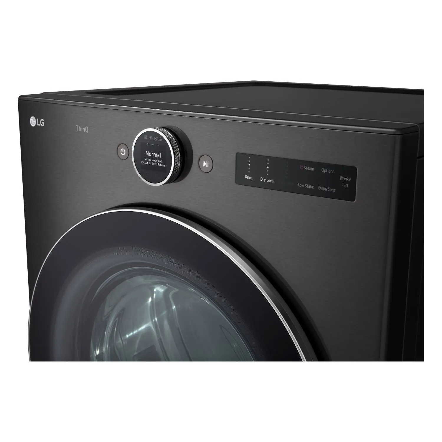 LG Black Steel Front Load Washer with AI DD 2.0 and LCD Knob (5.8 cu. ft) & Ultra Large Capacity Smart Front Load Dryer with Built-In Intelligence & TurboSteam (7.4 cu. ft) - WM6700HBA/DLEX6700B