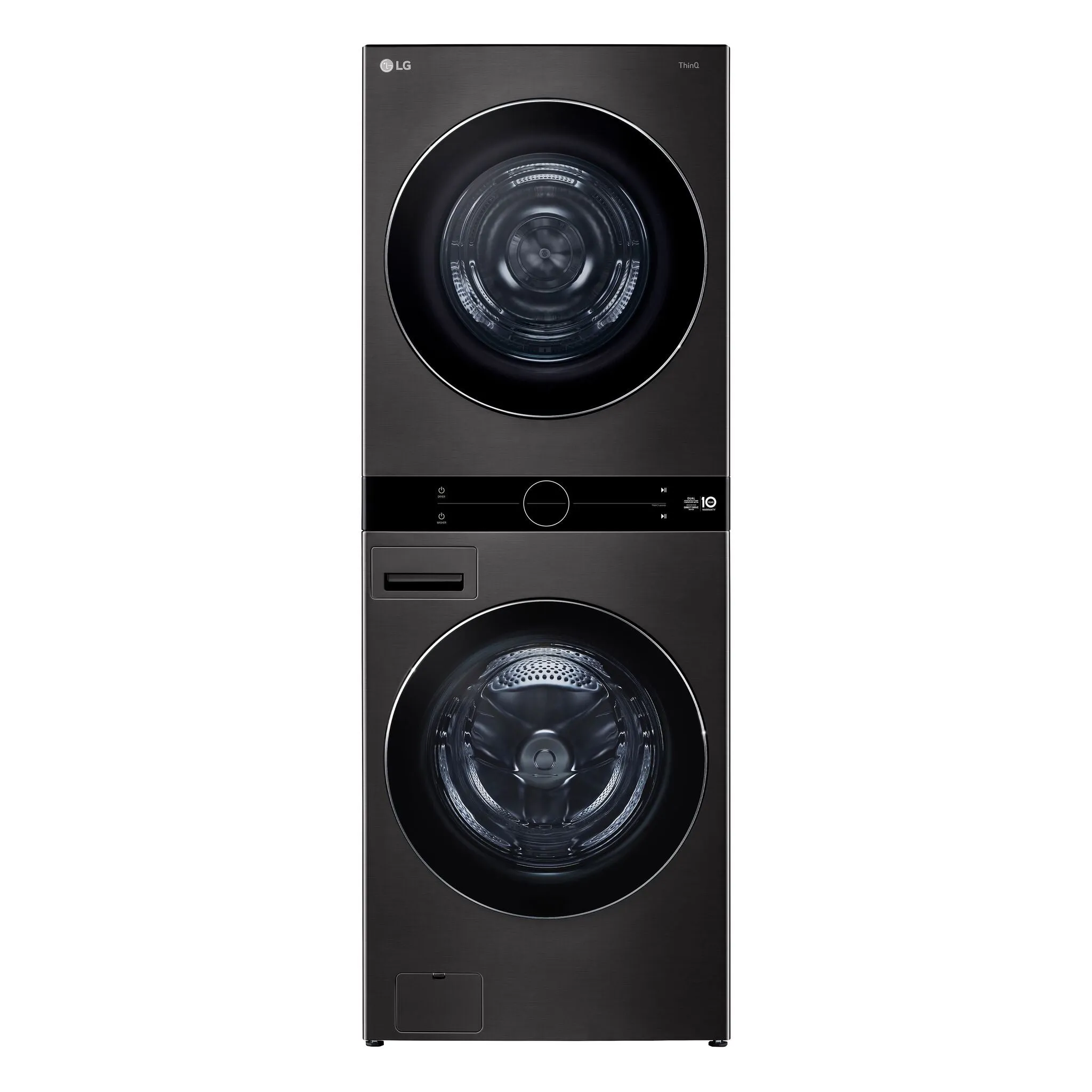 LG Black Steel Single Unit WashTower with Front Load Washer (5.8 Cu.ft) and Electric Ventless Heat Pump Dryer (7.8 Cu.ft) - WKHC252HBA