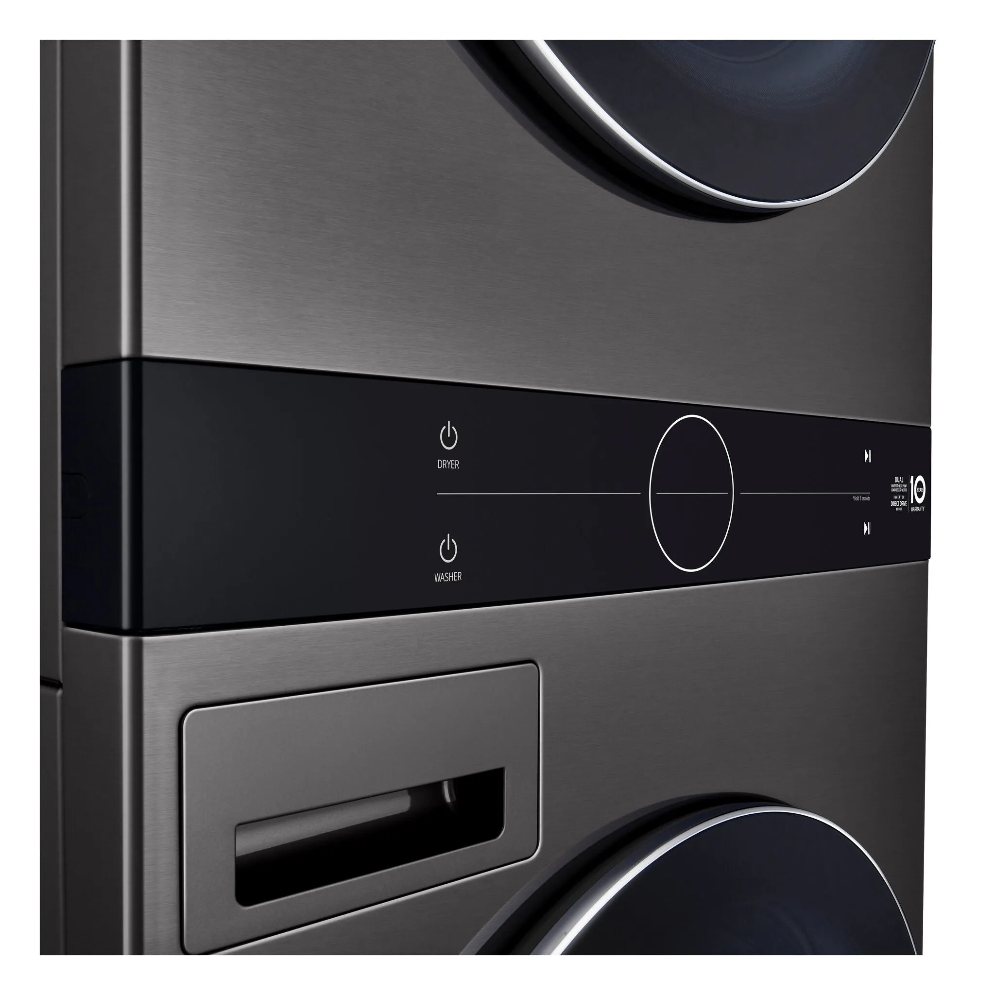 LG Black Steel Single Unit WashTower with Front Load Washer (5.8 Cu.ft) and Electric Ventless Heat Pump Dryer (7.8 Cu.ft) - WKHC252HBA