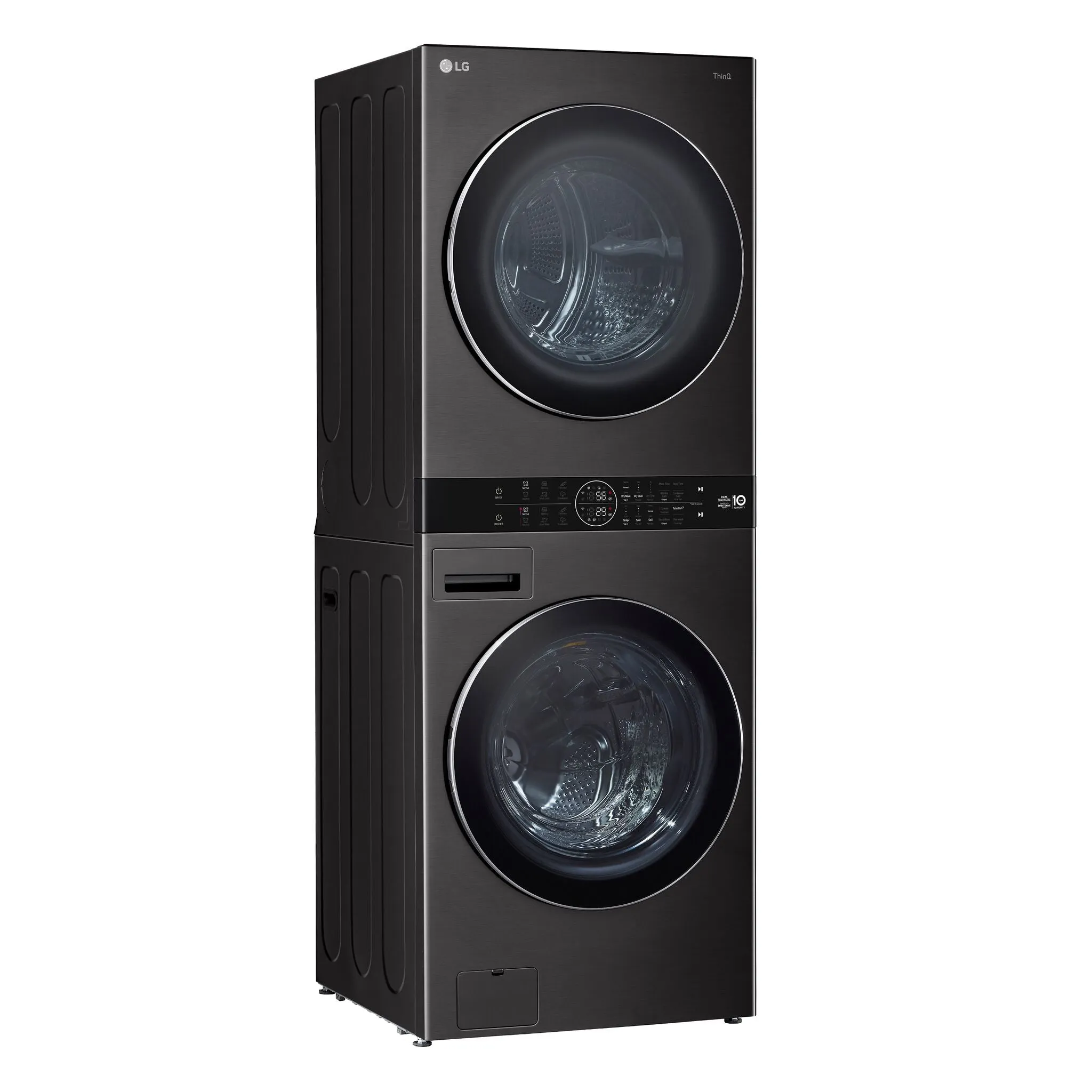 LG Black Steel Single Unit WashTower with Front Load Washer (5.8 Cu.ft) and Electric Ventless Heat Pump Dryer (7.8 Cu.ft) - WKHC252HBA