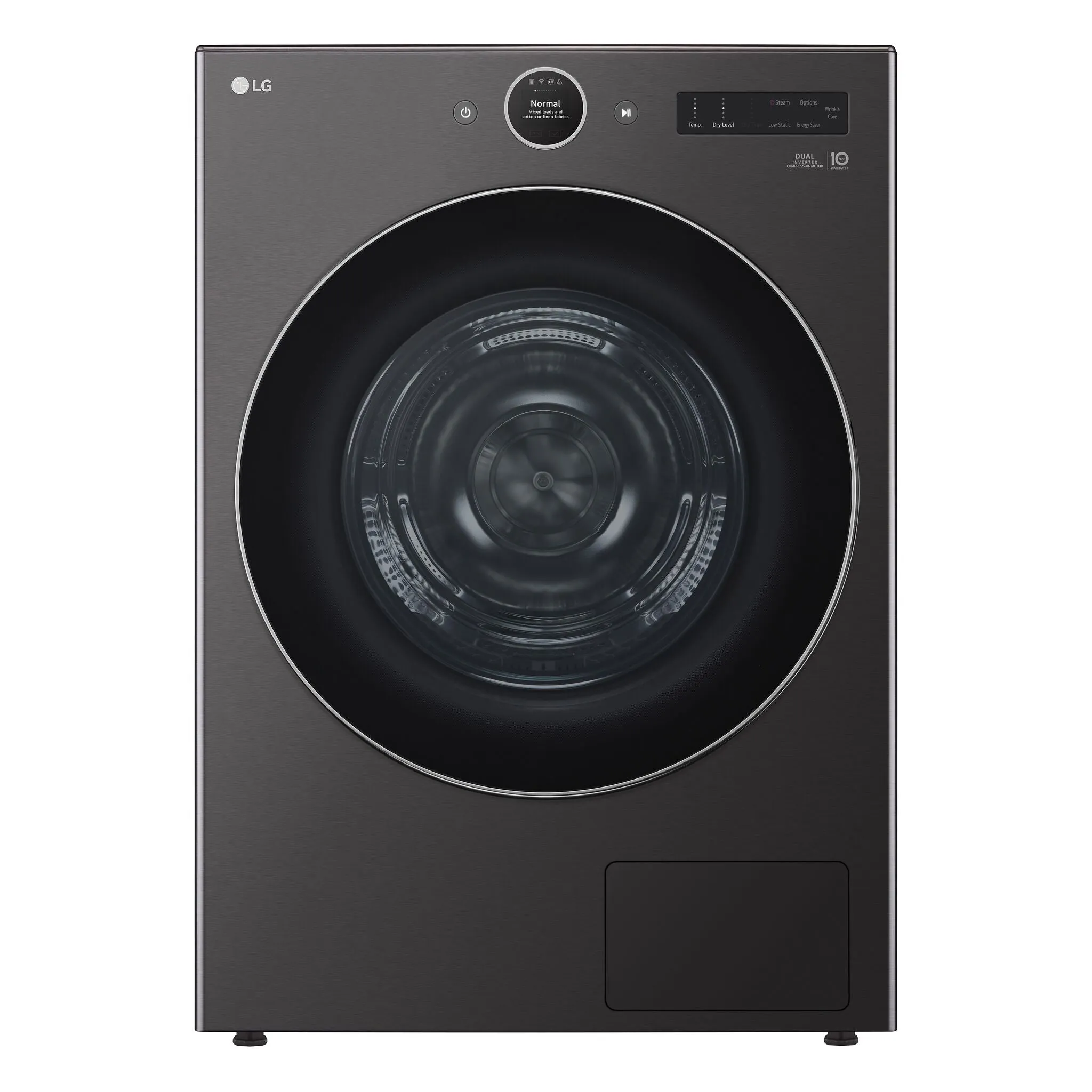 LG Black Steel Smart Front Load Dryer with Dual Inverter HeatPump Technology (7.8 Cu.ft) - DLHC6702B
