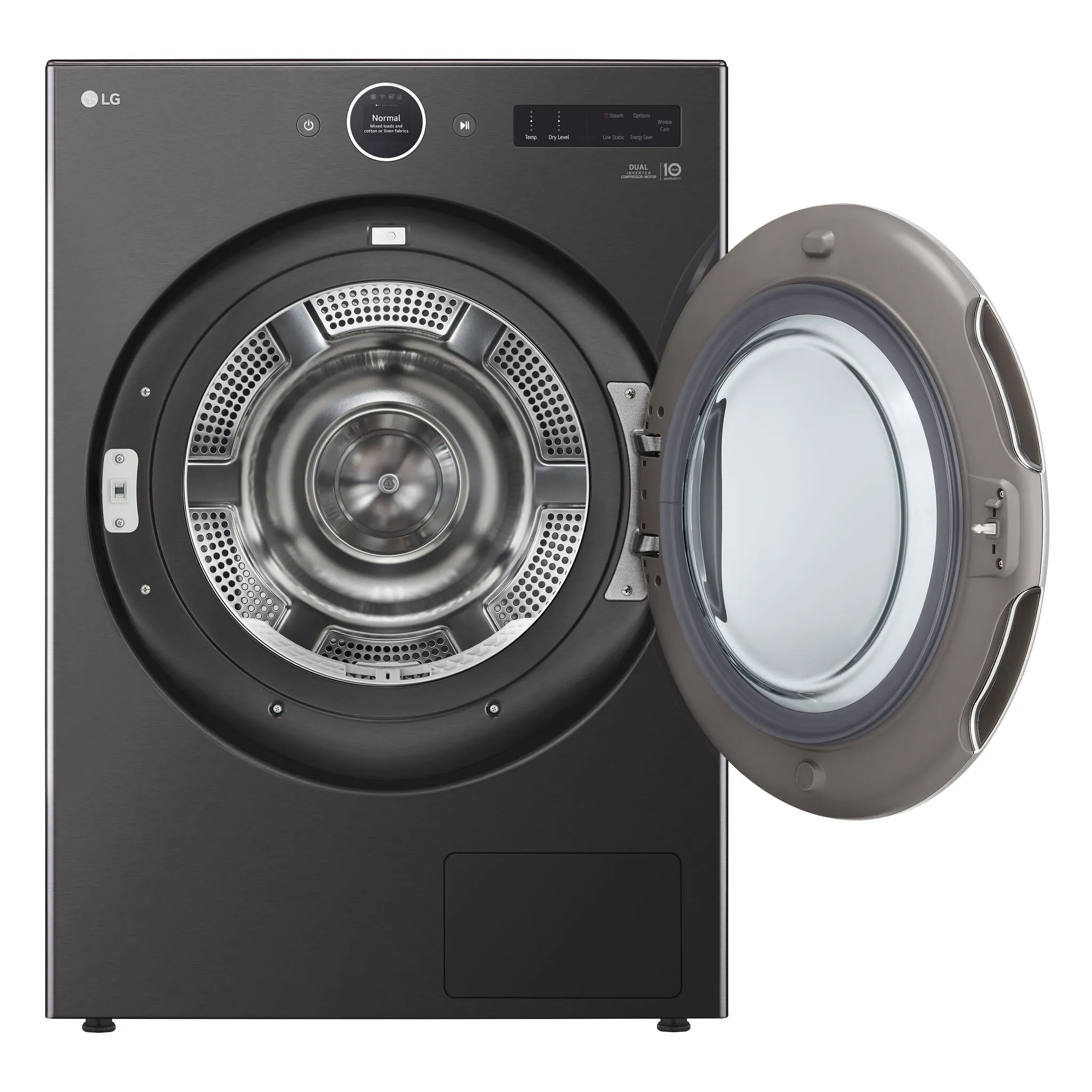 LG Black Steel Smart Front Load Dryer with Dual Inverter HeatPump Technology (7.8 Cu.ft) - DLHC6702B