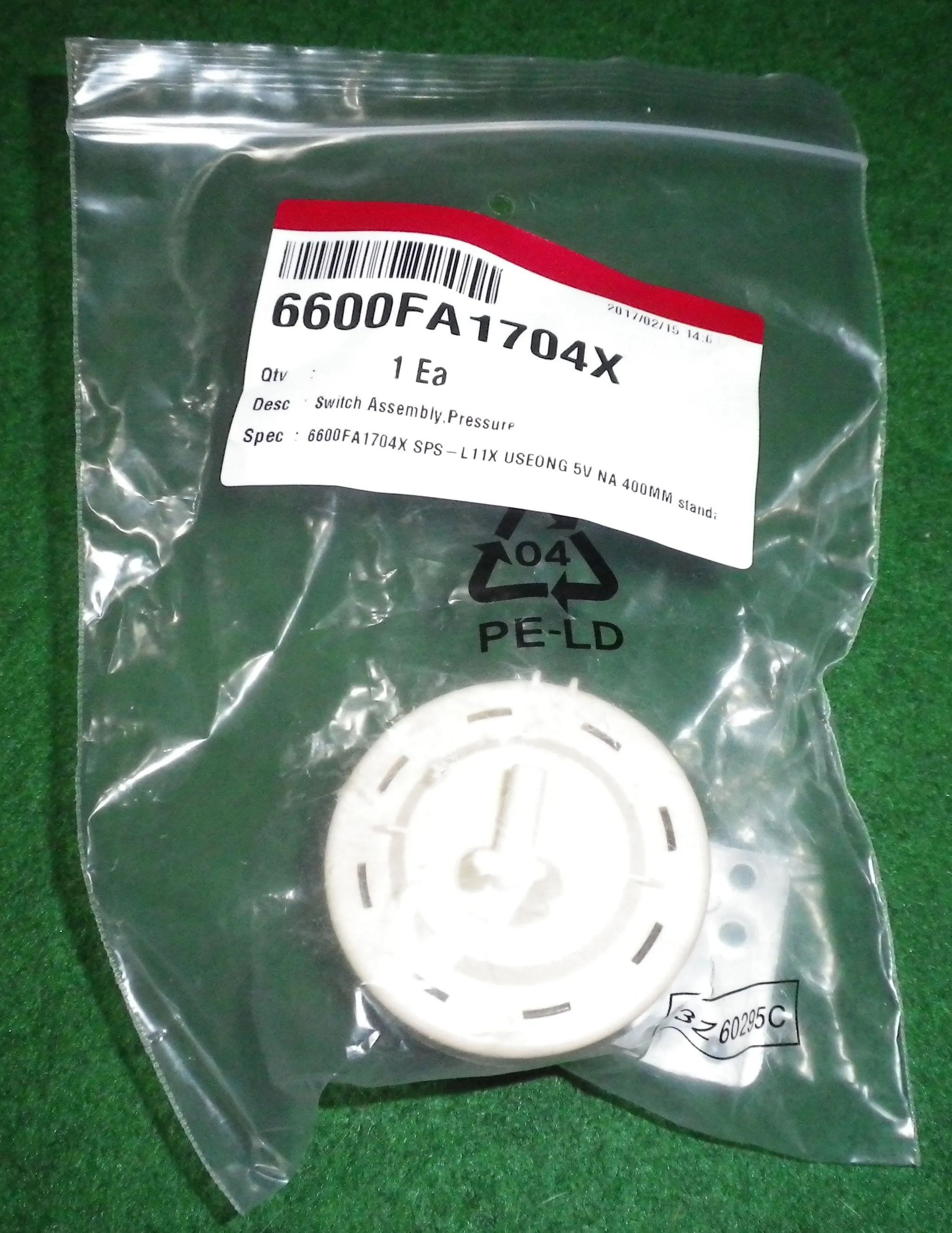 LG Front Loader Washing Machine Pressure Switch - Part # 6600FA1704X