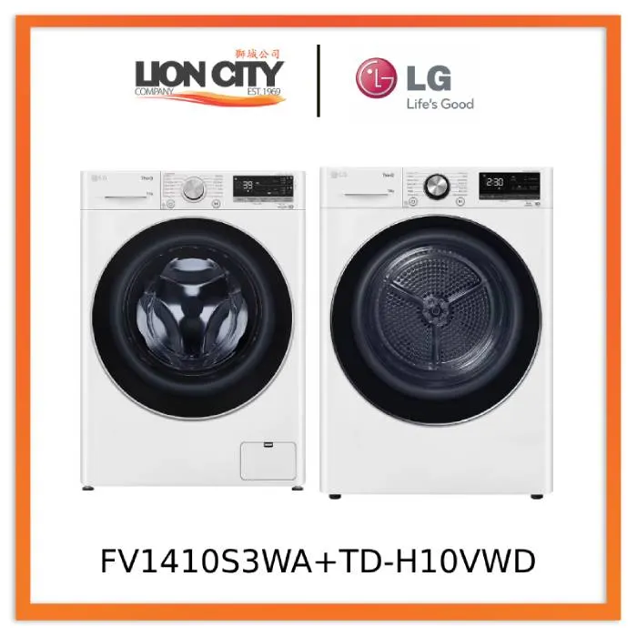 LG FV1410S3WA 10kgKG, Front Load Washer   LG TD-H10VWD 10KG, Dual Inverter Heat Pump dryer
