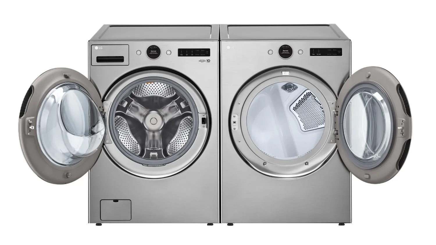 LG Graphite Steel Front Load Washer with AI DD (5.2 cu. Ft) & Ultra Large Capacity Smart Front Load Dryer with Built-In Intelligence & TurboSteam (7.4 cu. ft) - WM5500HVA/DLEX5500V