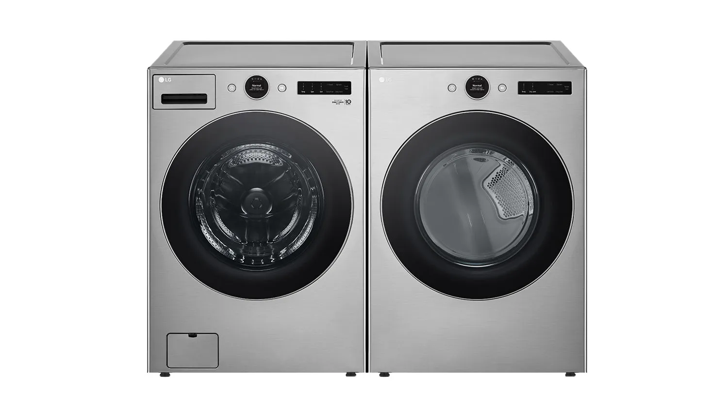 LG Graphite Steel Front Load Washer with AI DD (5.2 cu. Ft) & Ultra Large Capacity Smart Front Load Dryer with Built-In Intelligence & TurboSteam (7.4 cu. ft) - WM5500HVA/DLEX5500V