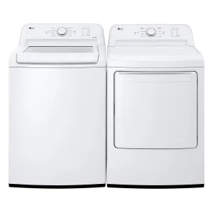 LG White Top Load Washer with Agitator and SlamProof Glass Lid (4.8 Cu. Ft) & Dryer with Sensor Dry (7.3 Cu. Ft) - WT6105CW/DLE6100W