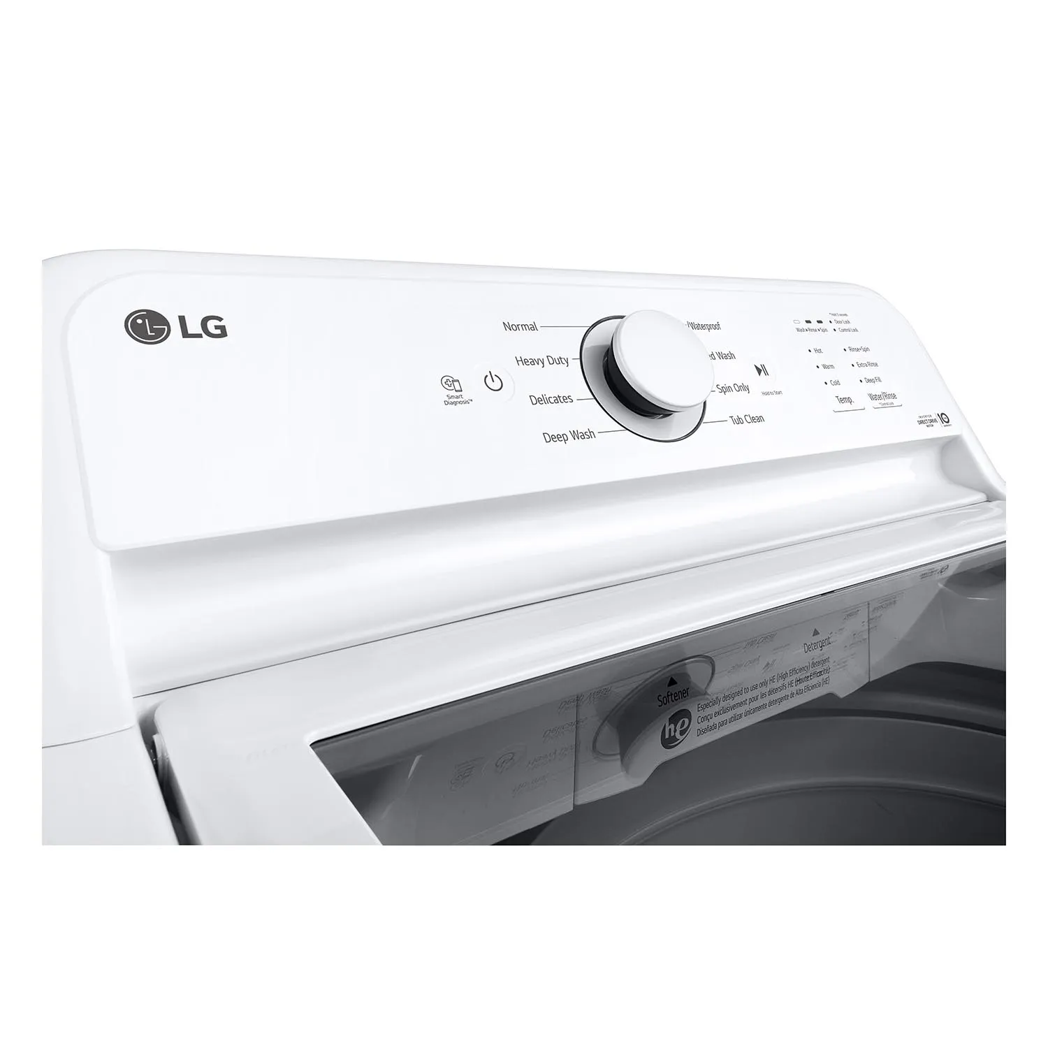 LG White Top Load Washer with Agitator and SlamProof Glass Lid (4.8 Cu. Ft) -WT6105CW