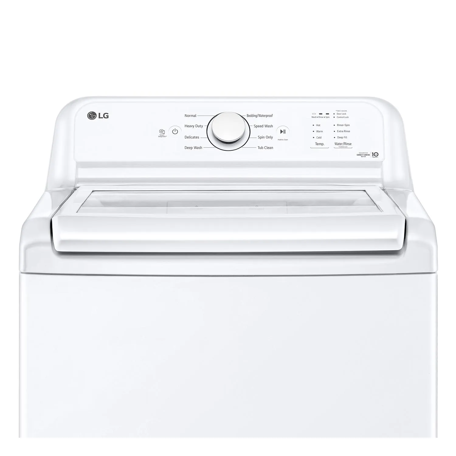LG White Top Load Washer with Agitator and SlamProof Glass Lid (4.8 Cu. Ft) -WT6105CW