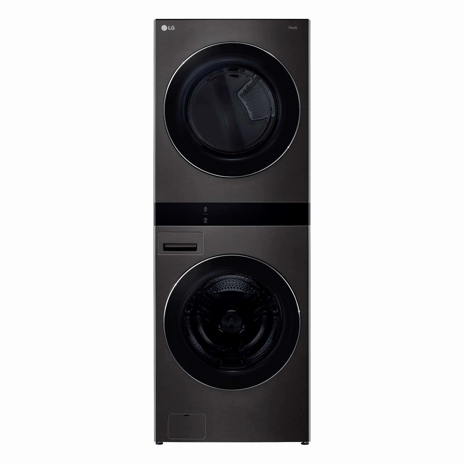LG Black Single Unit Wash Tower with Center Control Front Load Washer (5.8 cu. ft.) and Dryer (7.4 cu. ft.) - WKEX300HBA