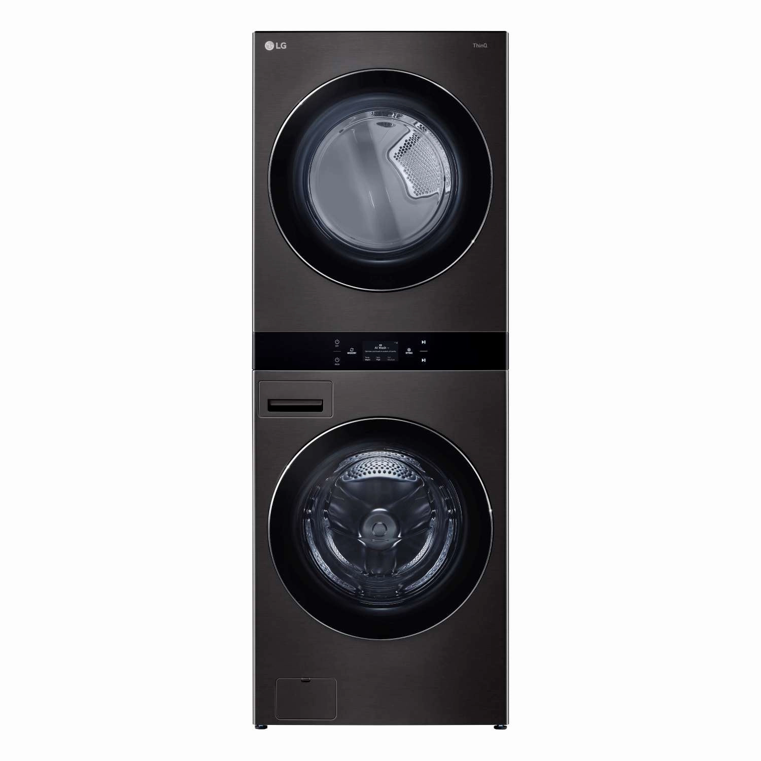 LG Black Single Unit Wash Tower with Center Control Front Load Washer (5.8 cu. ft.) and Dryer (7.4 cu. ft.) - WKEX300HBA