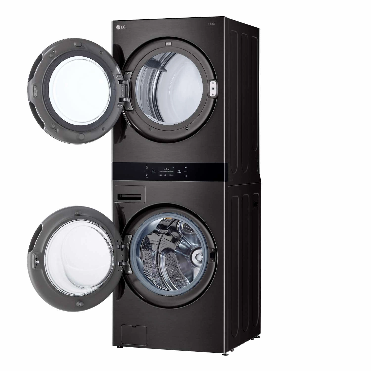 LG Black Single Unit Wash Tower with Center Control Front Load Washer (5.8 cu. ft.) and Dryer (7.4 cu. ft.) - WKEX300HBA