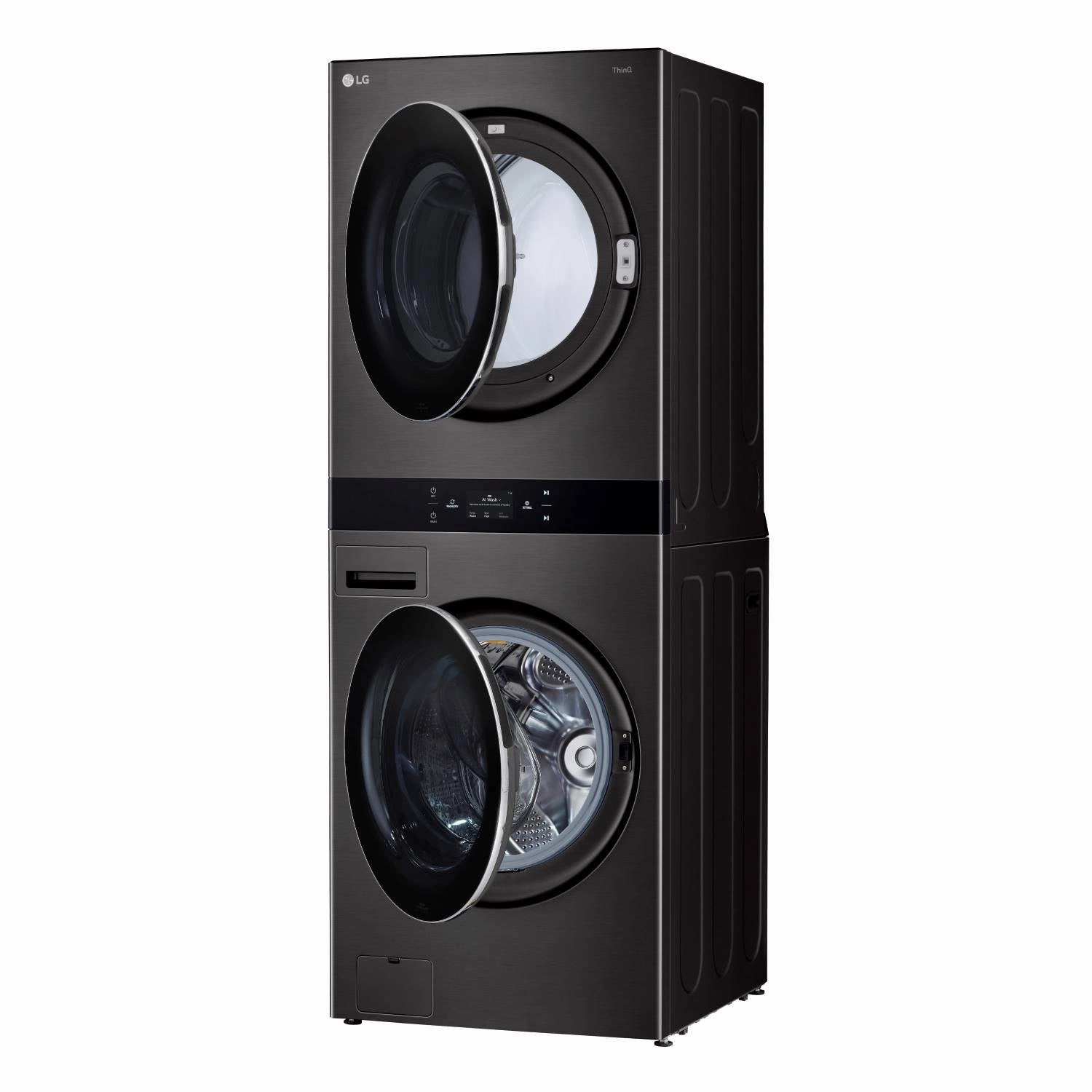 LG Black Single Unit Wash Tower with Center Control Front Load Washer (5.8 cu. ft.) and Dryer (7.4 cu. ft.) - WKEX300HBA
