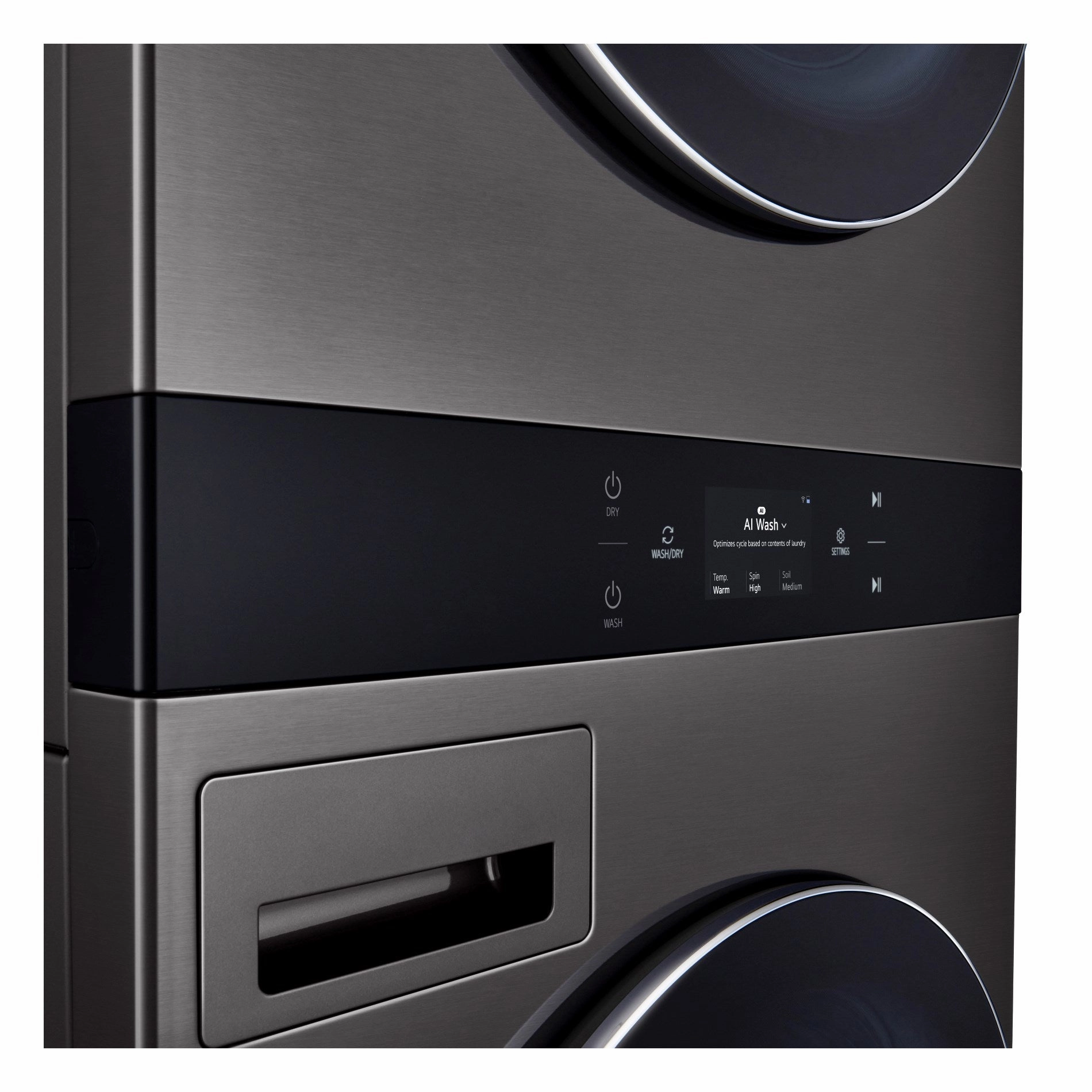 LG Black Single Unit Wash Tower with Center Control Front Load Washer (5.8 cu. ft.) and Dryer (7.4 cu. ft.) - WKEX300HBA
