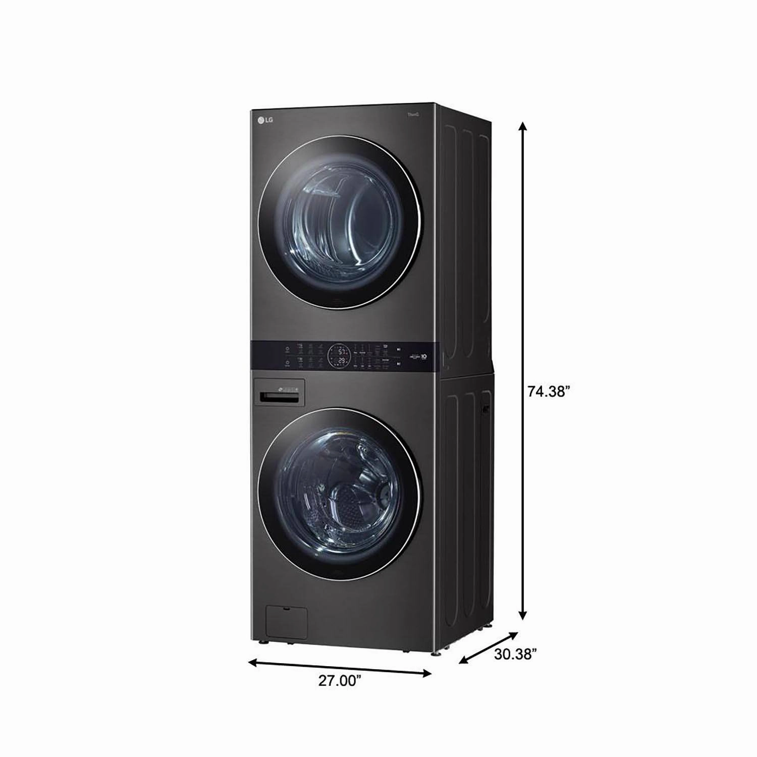 LG Black Stainless Steel Wash Tower 5.2 Cu. Ft. Front Load Washer and 7.4 Cu. Ft. Gas Dryer - WKGX201HBA