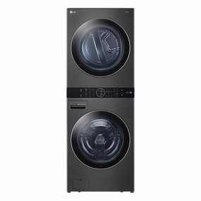LG Black Steel Front Load LG WashTower with Centre Control 5.2 Cu. Ft. Steam Washer and 7.4 Cu. Ft. Electric Steam Dryer - WKEX200HBA